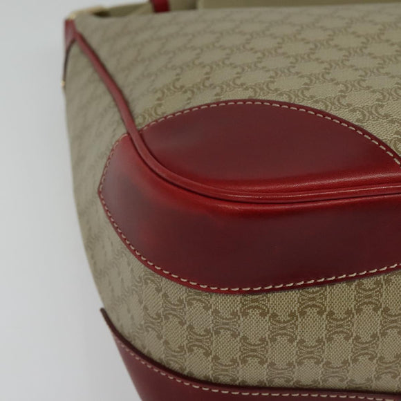 CELINE Macadam Canvas Shoulder Bag PVC Beige Gold Auth 138824