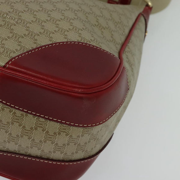 CELINE Macadam Canvas Shoulder Bag PVC Beige Gold Auth 138824