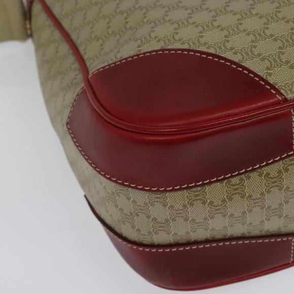 CELINE Macadam Canvas Shoulder Bag PVC Beige Gold Auth 138824