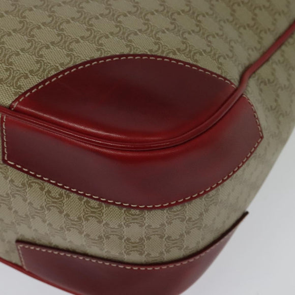 CELINE Macadam Canvas Shoulder Bag PVC Beige Gold Auth 138824