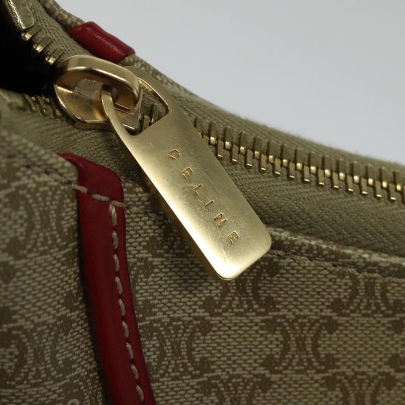 CELINE Macadam Canvas Shoulder Bag PVC Beige Gold Auth 138824