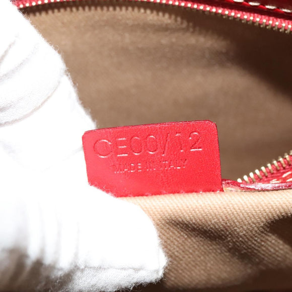 CELINE Macadam Canvas Shoulder Bag PVC Beige Gold Auth 138824