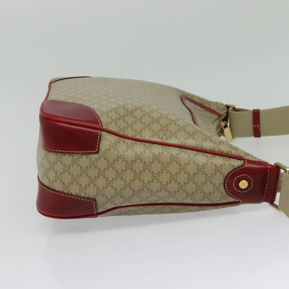 CELINE Macadam Canvas Shoulder Bag PVC Beige Gold Auth 138824