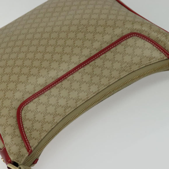 CELINE Macadam Canvas Shoulder Bag PVC Beige Gold Auth 138824