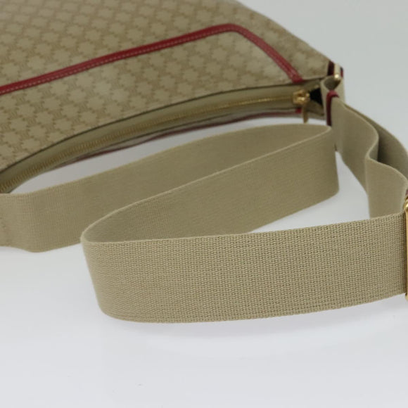 CELINE Macadam Canvas Shoulder Bag PVC Beige Gold Auth 138824