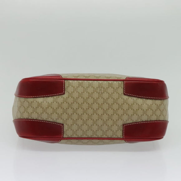 CELINE Macadam Canvas Shoulder Bag PVC Beige Gold Auth 138824