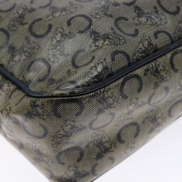 CELINE C Sulky Shoulder Bag PVC Navy Gold Auth 138826