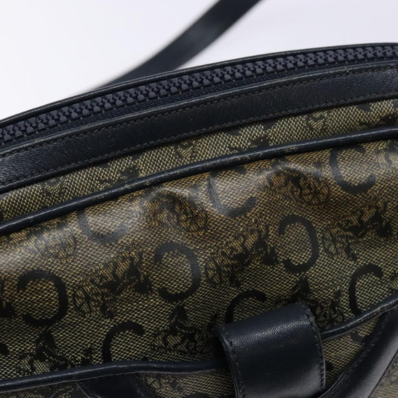 CELINE C Sulky Shoulder Bag PVC Navy Gold Auth 138826