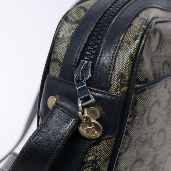 CELINE C Sulky Shoulder Bag PVC Navy Gold Auth 138826