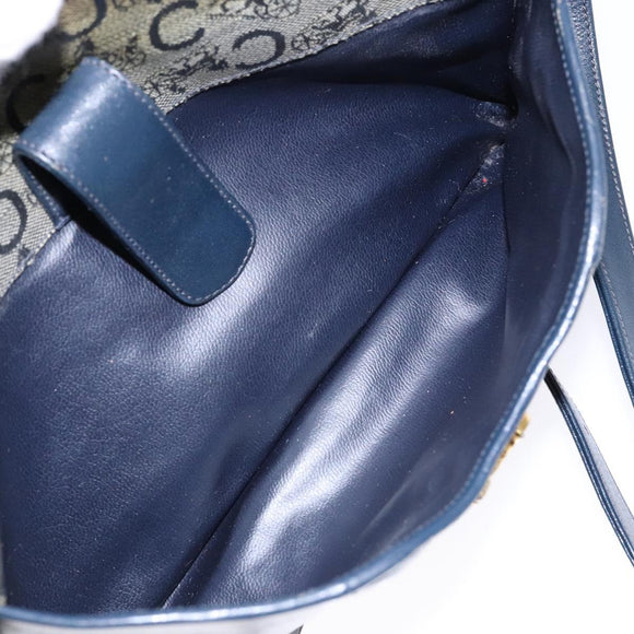 CELINE C Sulky Shoulder Bag PVC Navy Gold Auth 138826