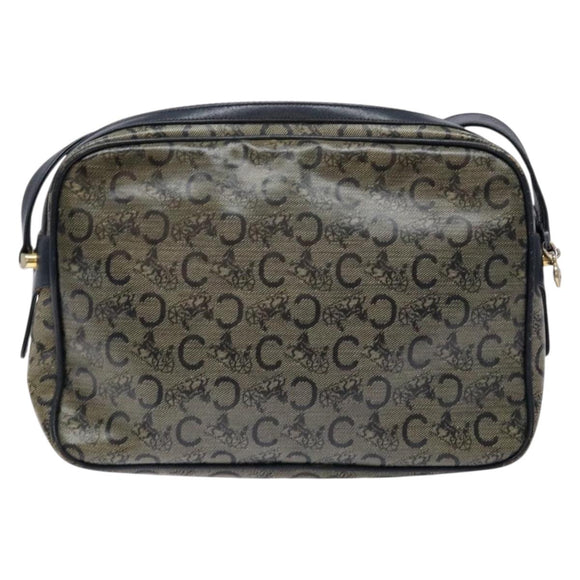 CELINE C Sulky Shoulder Bag PVC Navy Gold Auth 138826