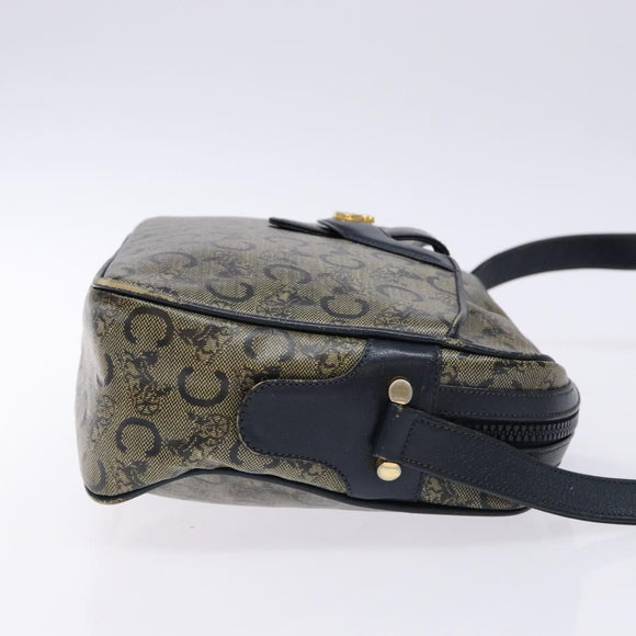 CELINE C Sulky Shoulder Bag PVC Navy Gold Auth 138826