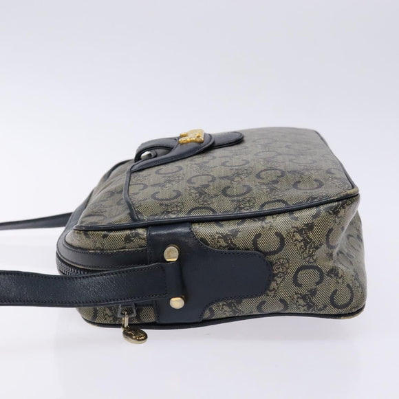 CELINE C Sulky Shoulder Bag PVC Navy Gold Auth 138826