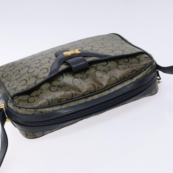 CELINE C Sulky Shoulder Bag PVC Navy Gold Auth 138826