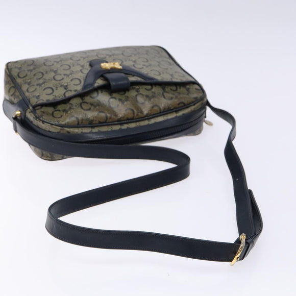 CELINE C Sulky Shoulder Bag PVC Navy Gold Auth 138826