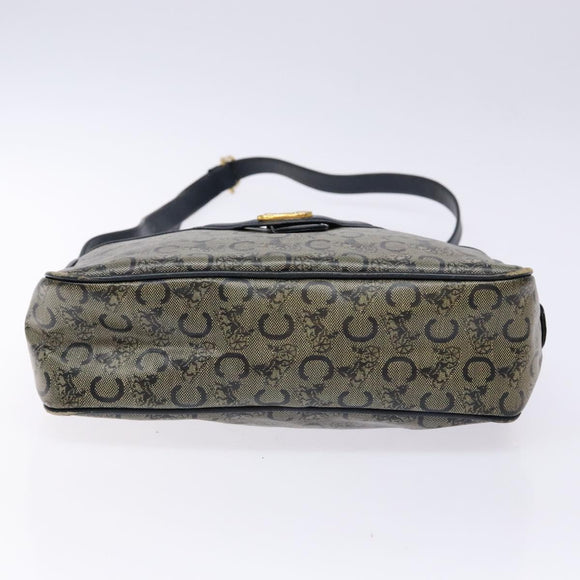 CELINE C Sulky Shoulder Bag PVC Navy Gold Auth 138826