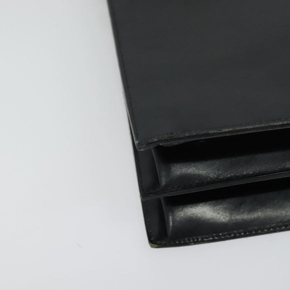 Christian Dior Hand Bag Leather 2way Black Gold Auth 138827