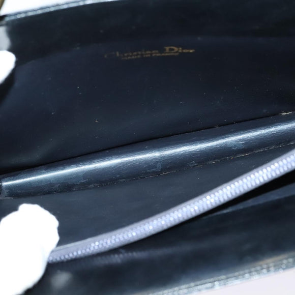 Christian Dior Hand Bag Leather 2way Black Gold Auth 138827
