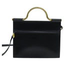 Christian Dior Hand Bag Leather 2way Black Gold Auth 138827-2