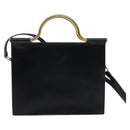 Christian Dior Hand Bag Leather 2way Black Gold Auth 138827-3