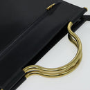 Christian Dior Hand Bag Leather 2way Black Gold Auth 138827-6