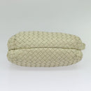 BOTTEGA VENETA INTRECCIATO Hand Bag Leather 2way White Gold Auth 138828-5