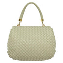 BOTTEGA VENETA INTRECCIATO Hand Bag Leather 2way White Gold Auth 138828-2