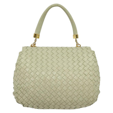 BOTTEGA VENETA INTRECCIATO Hand Bag Leather 2way White Gold Auth 138828 - 0