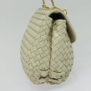 BOTTEGA VENETA INTRECCIATO Hand Bag Leather 2way White Gold Auth 138828-3