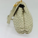 BOTTEGA VENETA INTRECCIATO Hand Bag Leather 2way White Gold Auth 138828-4