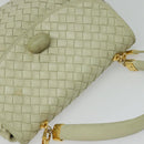 BOTTEGA VENETA INTRECCIATO Hand Bag Leather 2way White Gold Auth 138828-6