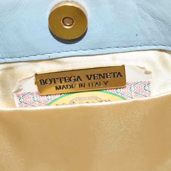 BOTTEGA VENETA INTRECCIATO Shoulder Bag Leather Light Blue Gold Auth 138829