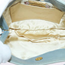 BOTTEGA VENETA INTRECCIATO Shoulder Bag Leather Light Blue Gold Auth 138829-10