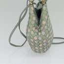 BOTTEGA VENETA INTRECCIATO Shoulder Bag Leather Light Blue Gold Auth 138829-4