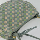 BOTTEGA VENETA INTRECCIATO Shoulder Bag Leather Light Blue Gold Auth 138829-6