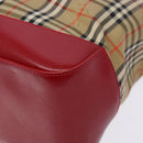 BURBERRY Nova Check Hand Bag Canvas Beige Gold Auth 138832-9