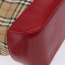 BURBERRY Nova Check Hand Bag Canvas Beige Gold Auth 138832-16