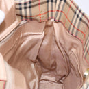 BURBERRY Nova Check Hand Bag Canvas Beige Gold Auth 138832-17