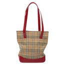 BURBERRY Nova Check Hand Bag Canvas Beige Gold Auth 138832-2