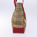 BURBERRY Nova Check Hand Bag Canvas Beige Gold Auth 138832-4