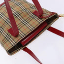 BURBERRY Nova Check Hand Bag Canvas Beige Gold Auth 138832-6