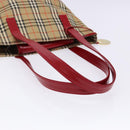 BURBERRY Nova Check Hand Bag Canvas Beige Gold Auth 138832-7