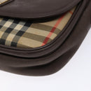 Burberrys Nova Check Shoulder Bag Leather Canvas Beige Gold Auth 138835-9