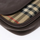 Burberrys Nova Check Shoulder Bag Leather Canvas Beige Gold Auth 138835-14
