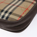 Burberrys Nova Check Shoulder Bag Leather Canvas Beige Gold Auth 138835-15