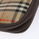 Burberrys Nova Check Shoulder Bag Leather Canvas Beige Gold Auth 138835-16