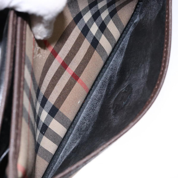 Burberrys Nova Check Shoulder Bag Leather Canvas Beige Gold Auth 138835