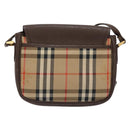 Burberrys Nova Check Shoulder Bag Leather Canvas Beige Gold Auth 138835-2