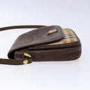 Burberrys Nova Check Shoulder Bag Leather Canvas Beige Gold Auth 138835-4