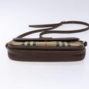 Burberrys Nova Check Shoulder Bag Leather Canvas Beige Gold Auth 138835-5